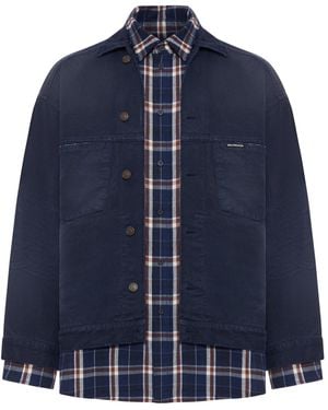 Balenciaga Patched Shirt-Jacket - Blue