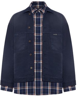 Balenciaga Patched Shirt-Jacket - Blue