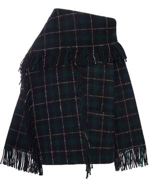 TOTEME Wool Scarf-Design Fringed Jacket - Blue