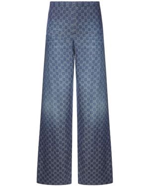 Gucci All-Over Gg Cotton Pants - Blue