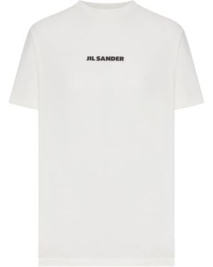Jil Sander Crew Neck Cotton T-Shirt With Logo - White