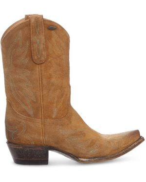 Mexicana Camel Suede Cowboy Boots - Brown