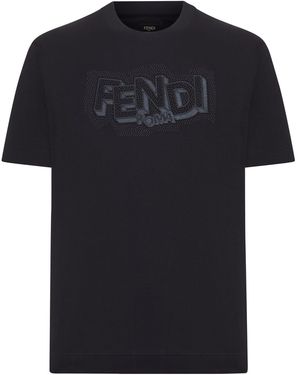 Fendi Cotton T-shirt With Print - Black