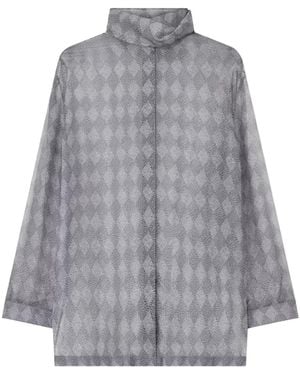 Giorgio Armani Sa in seta con collo alto e stampa a rombi - Grigio