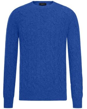 Nome G Shetland Wool Cable-Knit Crewneck - Blue