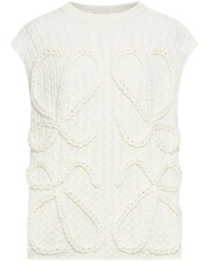 Loewe Gilet in lana con anagram ricamato a maglia - Bianco