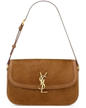 Saint Laurent Solferino Medium Suede Bag - White