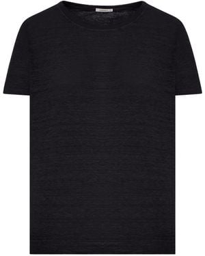 Transit Crew Neck T-shirt In Melange Effect Linen - Black
