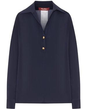 Max Mara Crepe De Chine Polo Shirt - Blue
