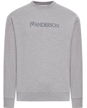 JW Anderson Felpa con logo ricamato - Grigio