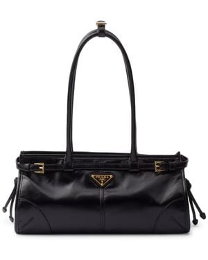 Prada Bonnie Medium Leather Handbag - Black