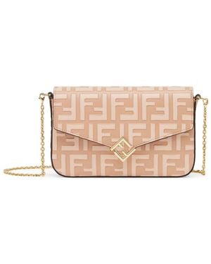 Fendi Two-tone Ff Leather Wallet - Pink