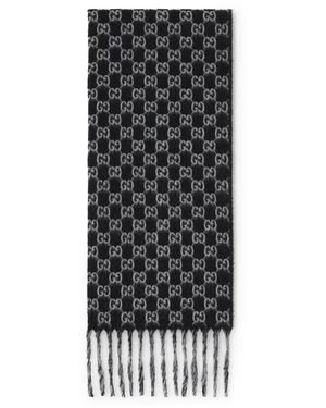 Gucci gg Wool And Cashmere Scarf - Black