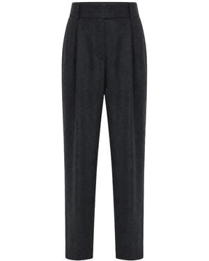 Giorgio Armani Tailored Wool Pants With Pleats - Black