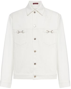 Gucci Denim Jacket With Horse Detail - White