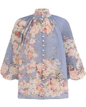 Zimmermann Blusa fluida con bottoni gioiello - Multicolore