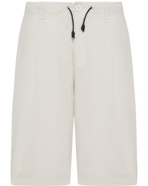 Transit Lightweight Cotton Bermuda Shorts With Drawstring - White