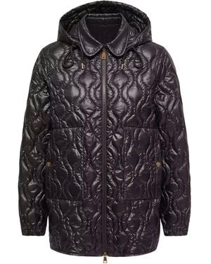 Moncler Midi Balette Down Jacket With Geometric Quilting - Black