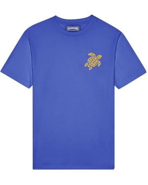 Vilebrequin T-shirt ricamata in cotone biologico turtle - Blu