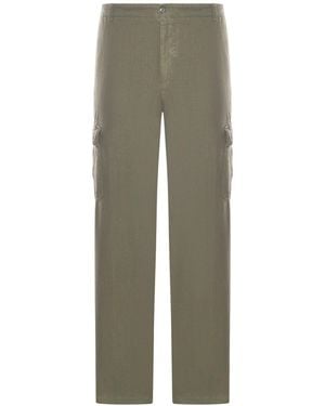120% Lino Linen Cargo Trousers - Green