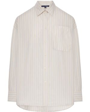 Soeur Oversized Cotton Shirt With Patched Pocket - White