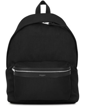 Saint Laurent Zaino city in tela, nylon e pelle - Nero