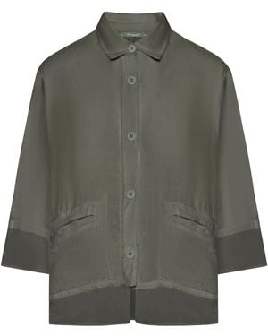 Transit Camicia in lino con inserti in viscosa - Grigio