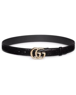 Gucci Gg Marmont Thin Belt - White