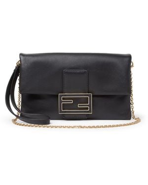 Fendi Nappa Leather Baguette Mom Pouch - Black