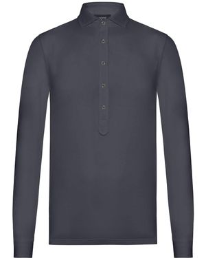 Nome Polo a manica lunga in cotone piquet - Blu