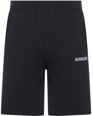 Burberry Cotton Shorts With Logo - Blue