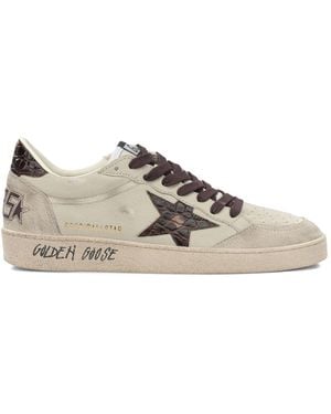 Golden Goose Ball-star Trainers In Leather With Crocodile Inserts - Multicolour