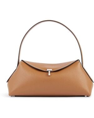 TOTEME T-Lock Leather Bag With Contrasting Stitching - Metallic