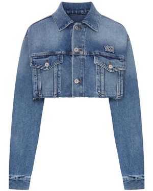 Miu Miu Washed Denim Blouson - Blue