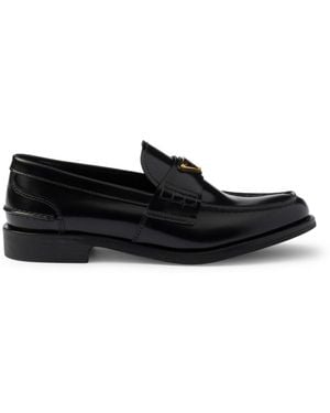 Prada Brushed Leather Moccasins - Black