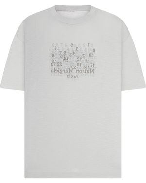 Maison Margiela T-shirt in cotone con stampa lettering tono su tono - Bianco