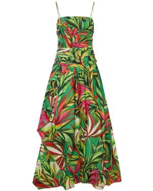 FARM Rio Long Tropical Dress With Thin Straps - Green