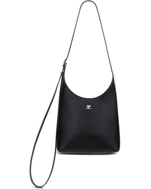 Courreges Small Melted Leather Tote Bag - Black