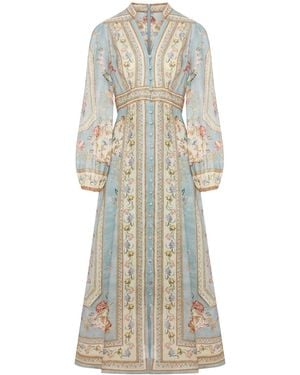 Zimmermann Roselight Plunge Midi Dress - Blue