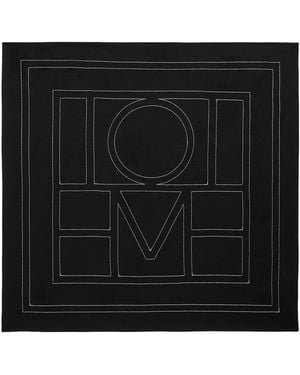 TOTEME Silk Scarf With Monogram Embroidery - Black