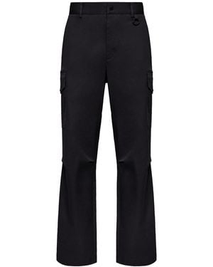 Moncler Cotton Blend Gabardine Cargo Trousers - Blue