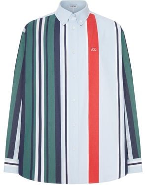Loewe Mid-Weight Striped Cotton Twill Shirt - Blue