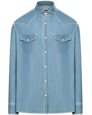 Brunello Cucinelli Long-Sleeved Denim Shirt - Blue