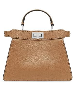 Fendi Peekaboo Iseeu Small Saddlery Bag Cappuccino Colour - Natural