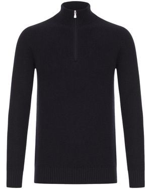 Nome G Wool Turtleneck Jumper With Zip - Blue