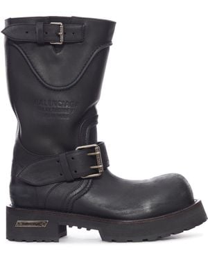Balenciaga Venom Worn-Out Leather Boots - Black