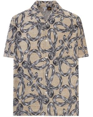 Loewe X Paula's Ibiza Short-Sleeved Shirt With All-Over Anagram - Gray