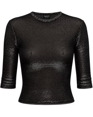 Gucci Top in jersey con effetto cangiante - Nero