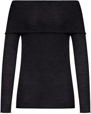 Roberto Collina Silk And Cashmere Boat Neck Jumper - Black