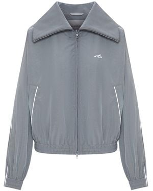 Balenciaga Bodies High Neck Jacket In Technical Cotton Poplin - Gray
